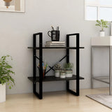 NNEVL 2-Tier Book Cabinet Black 60x30x70 cm Solid Pine Wood