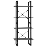 NNEVL 4-Tier Book Cabinet Grey 60x30x140 cm Chipboard