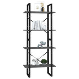 NNEVL 4-Tier Book Cabinet Grey 60x30x140 cm Chipboard