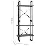 NNEVL 4-Tier Book Cabinet Grey 60x30x140 cm Chipboard
