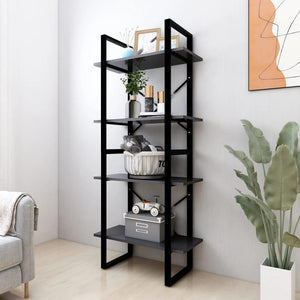 NNEVL 4-Tier Book Cabinet Grey 60x30x140 cm Chipboard
