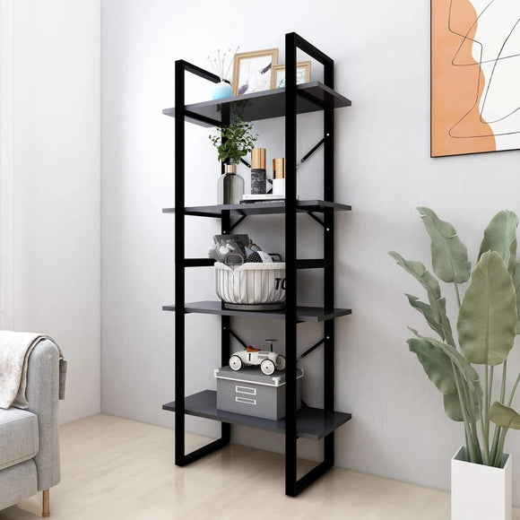 NNEVL 4-Tier Book Cabinet Grey 60x30x140 cm Chipboard