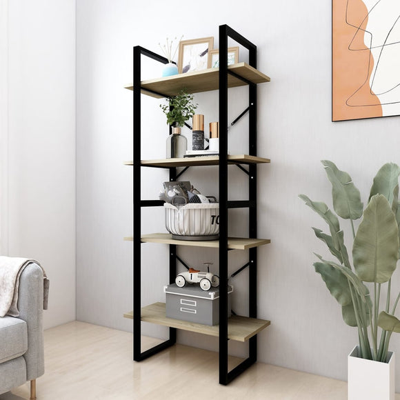 NNEVL 4-Tier Book Cabinet Sonoma Oak 60x30x140 cm Chipboard