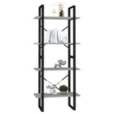 NNEVL 4-Tier Book Cabinet Concrete Grey 60x30x140 cm Chipboard
