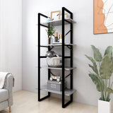 NNEVL 4-Tier Book Cabinet Concrete Grey 60x30x140 cm Chipboard