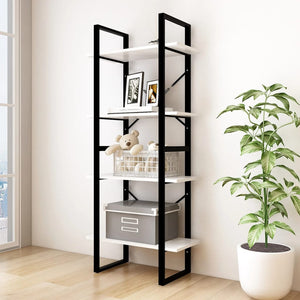 NNEVL 4-Tier Book Cabinet White 60x30x140 cm Solid Pine Wood