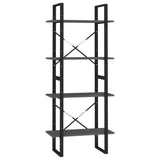 NNEVL 4-Tier Book Cabinet Grey 60x30x140 cm Solid Pine Wood