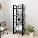 NNEVL 4-Tier Book Cabinet Grey 60x30x140 cm Solid Pine Wood