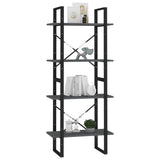 NNEVL 4-Tier Book Cabinet Grey 60x30x140 cm Solid Pine Wood
