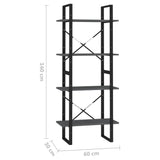 NNEVL 4-Tier Book Cabinet Grey 60x30x140 cm Solid Pine Wood