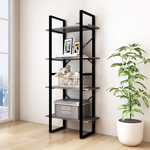 NNEVL 4-Tier Book Cabinet Grey 60x30x140 cm Solid Pine Wood