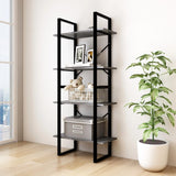 NNEVL 4-Tier Book Cabinet Grey 60x30x140 cm Solid Pine Wood