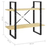 NNEVL 2-Tier Book Cabinet 80x30x70 cm Solid Pine Wood