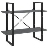 NNEVL 2-Tier Book Cabinet Grey 80x30x70 cm Solid Pine Wood