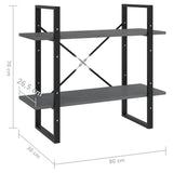 NNEVL 2-Tier Book Cabinet Grey 80x30x70 cm Solid Pine Wood