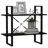 NNEVL 2-Tier Book Cabinet Black 80x30x70 cm Solid Pine Wood