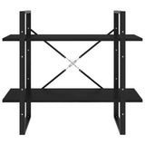 NNEVL 2-Tier Book Cabinet Black 80x30x70 cm Solid Pine Wood