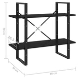 NNEVL 2-Tier Book Cabinet Black 80x30x70 cm Solid Pine Wood