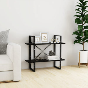 NNEVL 2-Tier Book Cabinet Black 80x30x70 cm Solid Pine Wood
