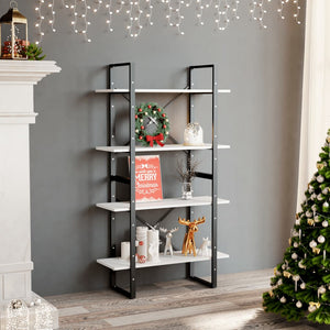 NNEVL 4-Tier Book Cabinet White 80x30x140 cm Chipboard