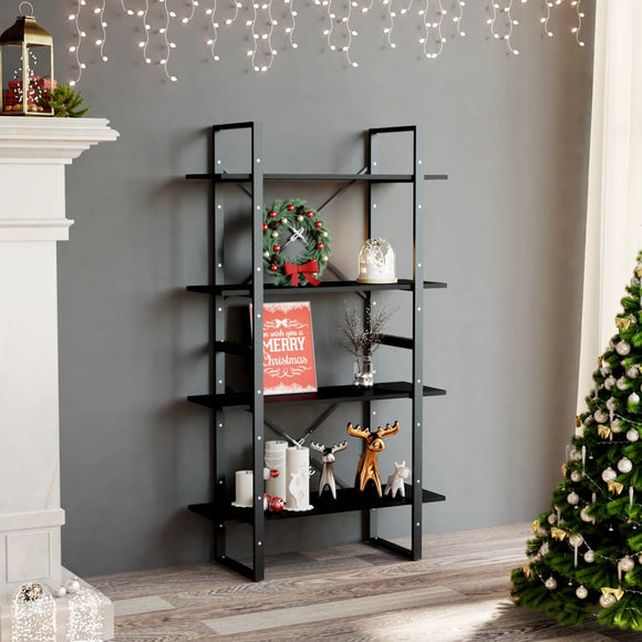 NNEVL 4-Tier Book Cabinet Black 80x30x140 cm Chipboard