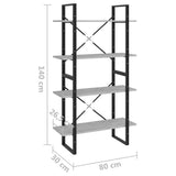 NNEVL 4-Tier Book Cabinet Concrete Grey 80x30x140 cm Chipboard