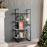 NNEVL 4-Tier Book Cabinet Concrete Grey 80x30x140 cm Chipboard