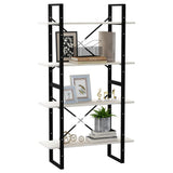 NNEVL 4-Tier Book Cabinet White 80x30x140 cm Solid Pine Wood