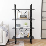 NNEVL 4-Tier Book Cabinet Grey 80x30x140 cm Solid Pine Wood