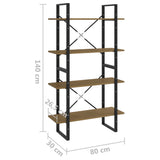 NNEVL 4-Tier Book Cabinet Brown 80x30x140 cm Solid Pine Wood