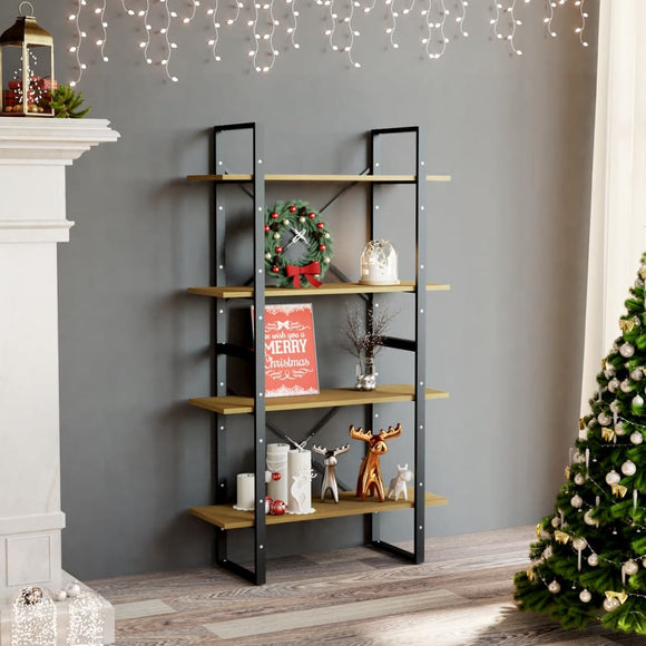 NNEVL 4-Tier Book Cabinet Brown 80x30x140 cm Solid Pine Wood