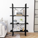 NNEVL 4-Tier Book Cabinet Black 80x30x140 cm Solid Pine Wood