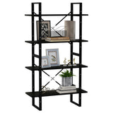 NNEVL 4-Tier Book Cabinet Black 80x30x140 cm Solid Pine Wood