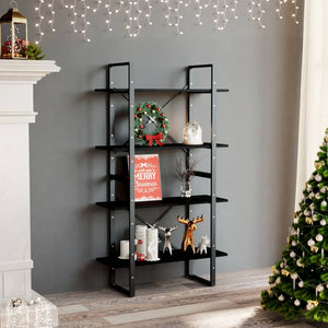 NNEVL 4-Tier Book Cabinet Black 80x30x140 cm Solid Pine Wood