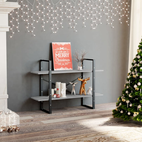NNEVL 2-Tier Book Cabinet Concrete Grey 100x30x70 cm Chipboard