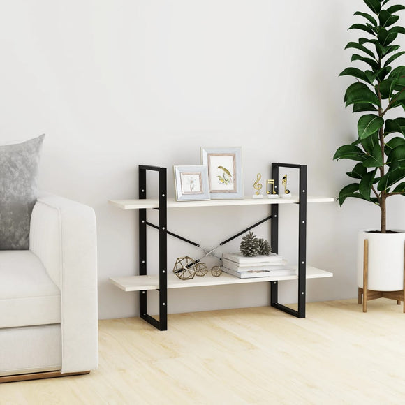 NNEVL 2-Tier Book Cabinet White 100x30x70 cm Solid Pine Wood