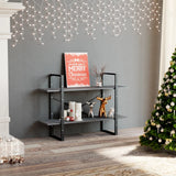 NNEVL 2-Tier Book Cabinet Grey 100x30x70 cm Solid Pine Wood