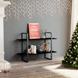 NNEVL 2-Tier Book Cabinet Black 100x30x70 cm Solid Pine Wood