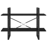 NNEVL 2-Tier Book Cabinet Black 100x30x70 cm Solid Pine Wood