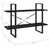 NNEVL 2-Tier Book Cabinet Black 100x30x70 cm Solid Pine Wood