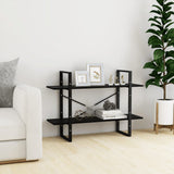 NNEVL 2-Tier Book Cabinet Black 100x30x70 cm Solid Pine Wood