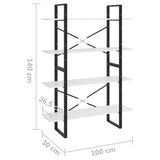 NNEVL 4-Tier Book Cabinet White 100x30x140 cm Chipboard