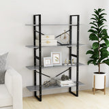 NNEVL 4-Tier Book Cabinet Concrete Grey 100x30x140 cm Chipboard