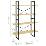 NNEVL 4-Tier Book Cabinet 100x30x140 cm Solid Pine Wood