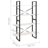 NNEVL 4-Tier Book Cabinet White 100x30x140 cm Solid Pine Wood