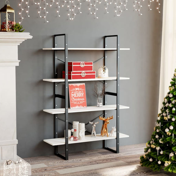 NNEVL 4-Tier Book Cabinet White 100x30x140 cm Solid Pine Wood