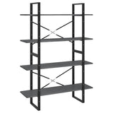 NNEVL 4-Tier Book Cabinet Grey 100x30x140 cm Solid Pine Wood