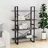 NNEVL 4-Tier Book Cabinet Grey 100x30x140 cm Solid Pine Wood