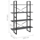 NNEVL 4-Tier Book Cabinet Grey 100x30x140 cm Solid Pine Wood