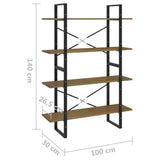 NNEVL 4-Tier Book Cabinet Brown 100x30x140 cm Solid Pine Wood